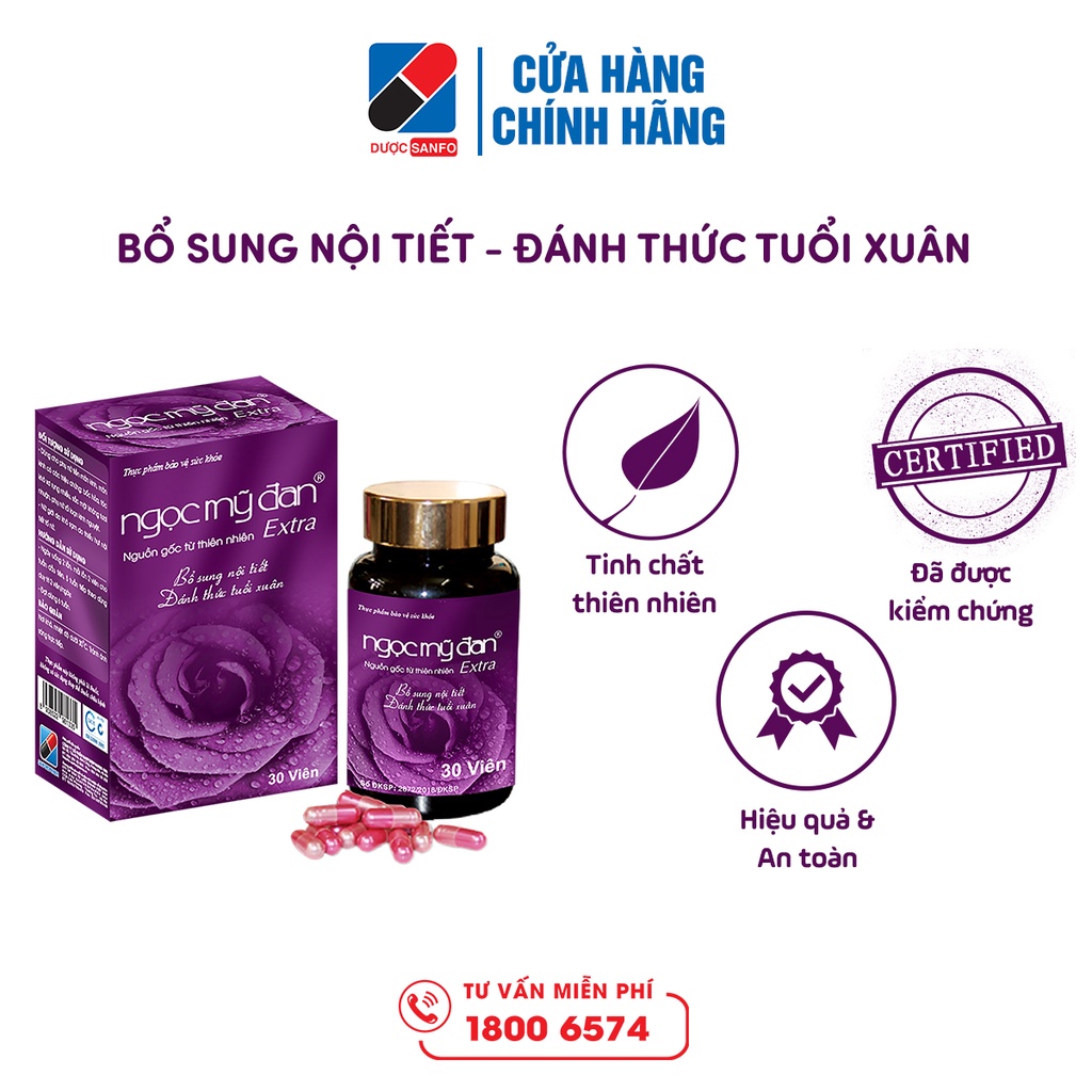 Viên uống Ngọc Mỹ Đan bổ sung nội tiết tố nữ, trẻ hóa da, tăng cường sinh lý, giúp vòng 1 săn chắc, hộp 30 viên