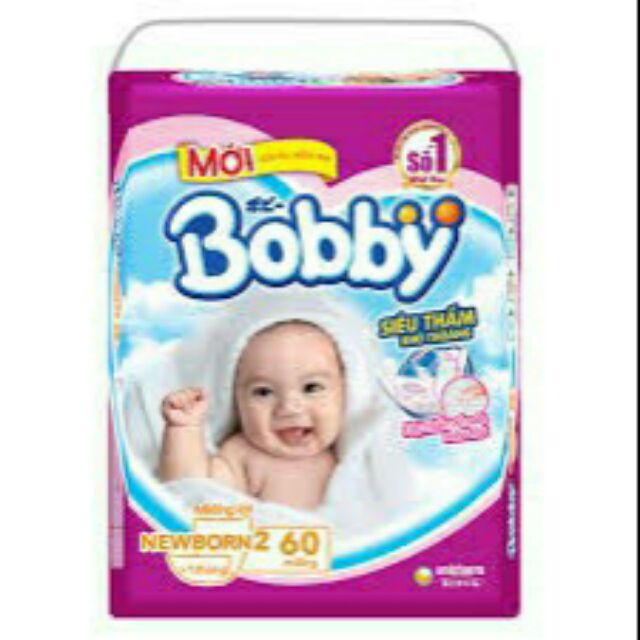 Bỉm dán bobby Newborn 1 64m / 108m/ Newborn 2 60m/ 40m