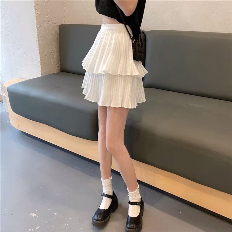 Chân váy xòe 2 tầng xếp ly dáng ngắn | BigBuy360 - bigbuy360.vn