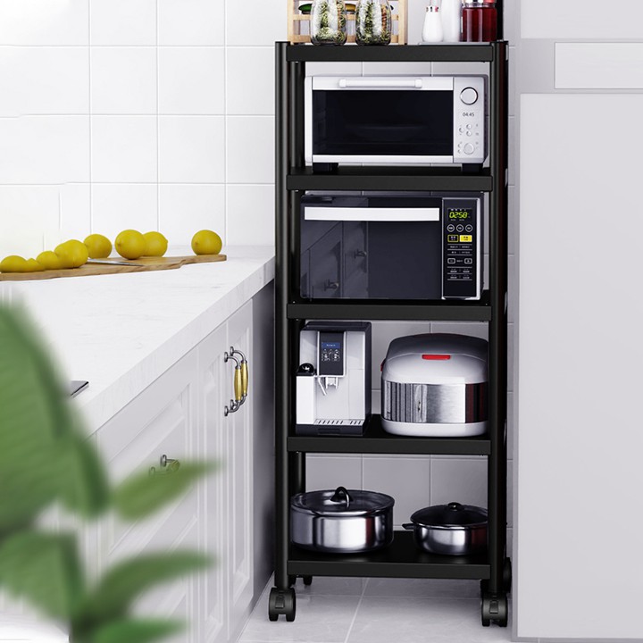 Kệ giá để đồ nhà bếp 5 tầng bằng Inox đa năng, kệ để lò vi sóng nồi cơm xoong chậu