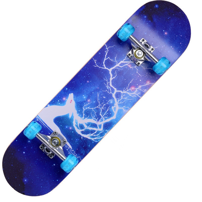Ván Trượt Thể Thao Skateboard Cao Cấp Gỗ Phong Ép 7 Lớp Có Mặt Nhám Bánh Xe Phát Sáng Size Lớn Có Đèn