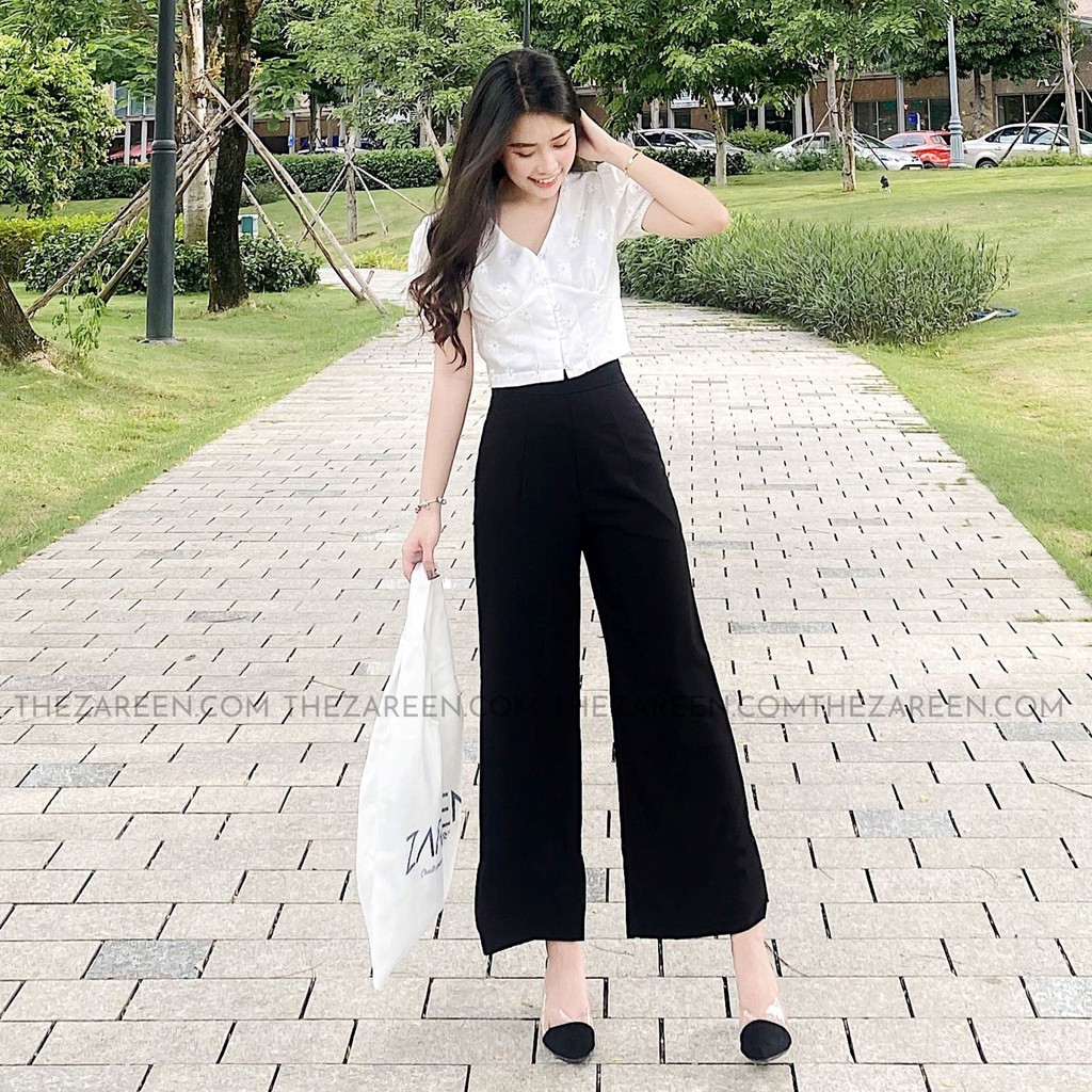 QUẦN TÂY ỐNG RỘNG CHỈ ĐEN ZAREEN TRS07