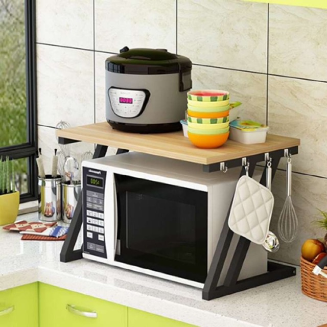 Kệ bếp để đồ gia dụng đa chức năng, kệ lò vi sóng nhiều tầng có bánh xe di chuyển tiện lợi, khung thép chắc chắn bền bỉ