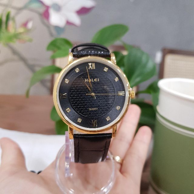 Đồng hồ nữ Halei dây da vân cá sấu đơn giản thanh lịch mặt số la mã | BigBuy360 - bigbuy360.vn