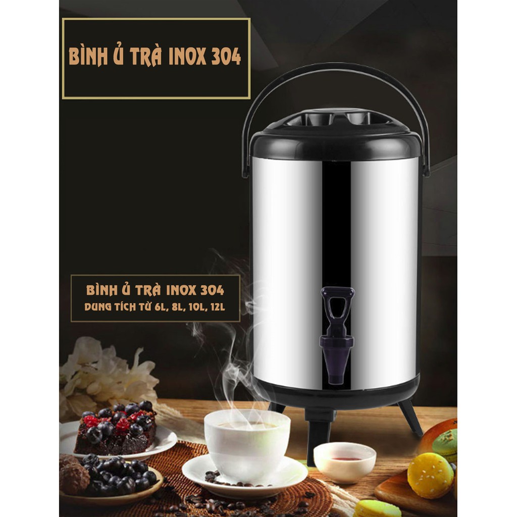 [ELHABK11 giảm 9% tối đa 1TR] Bình ủ trà sữa 3 lớp giữ nhiệt Inox 6L, 8L, 10L, 12L