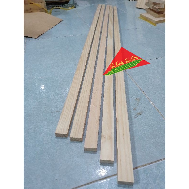 Bó 5 thanh gỗ thông vuông dài 1m2, rộng 3cm, dày 1.5cm dùng làm nẹp trang trí, decord, làm khung