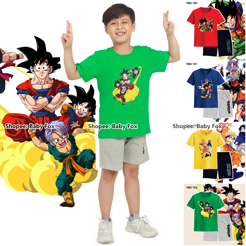 Bộ thun bé trai 100% cotton loại tốt, thương hiệu BABY FOX, hình Dragon Ball nhiều mẫu, size 10-55kg k