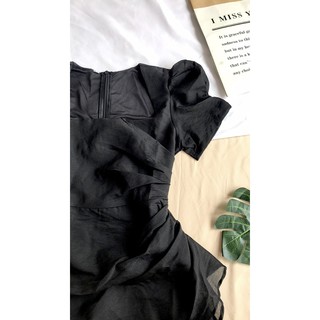 Đầm cổ vuông nhún eo đi tiệc ( có bigsize )