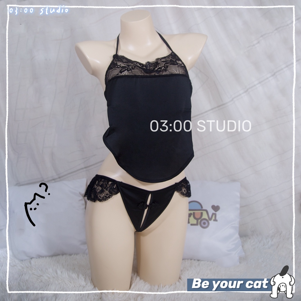 （Giao hàng bảo mật）💝Đồ ngủ sexy💝Áo yếm Cosplay cô giúp việc quyến rũ+quần lót 40-55kg--015