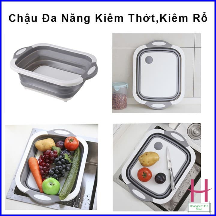 Chậu Gấp Đa Năng - Kiêm Thớt - Rổ Đựng Cao Cấp Tiện Ích { H }