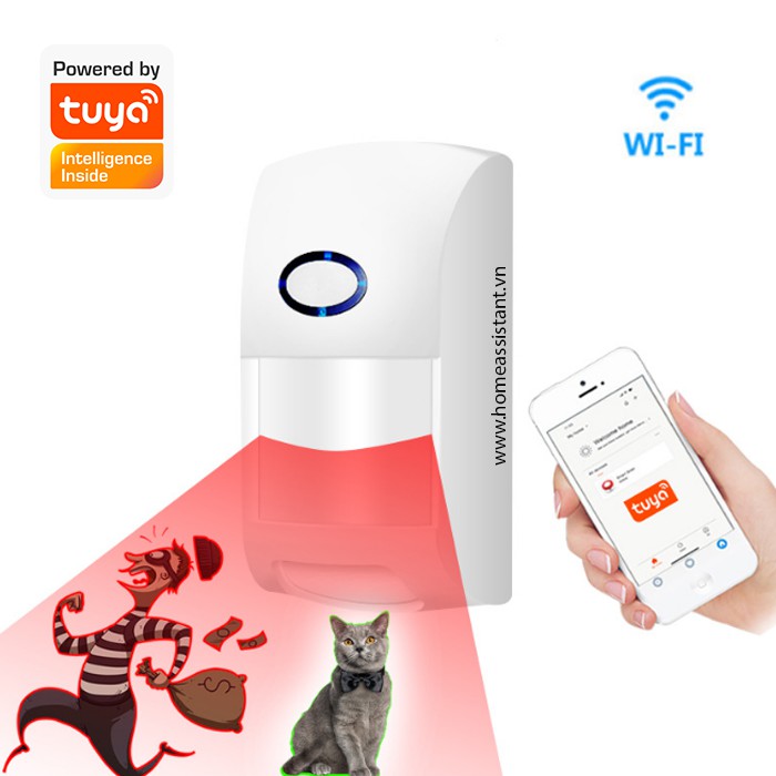 Cảm Biến Báo Động Hồng Ngoại Wifi Zigbee Tuya Chống Vật Nuôi ER01
