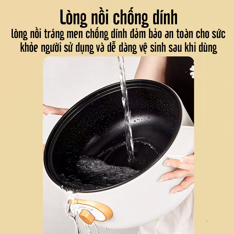 Nồi Lẩu Điện Chống Dính  Dung Tích 3L Công Suất 1000W Làm Nóng Nhanh Chống Bỏng Chống Giật