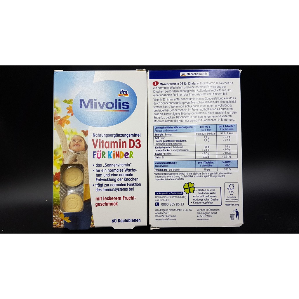 Kẹo ngậm Mivolis Vitamin D3 fur Kinder hộp 60 viên