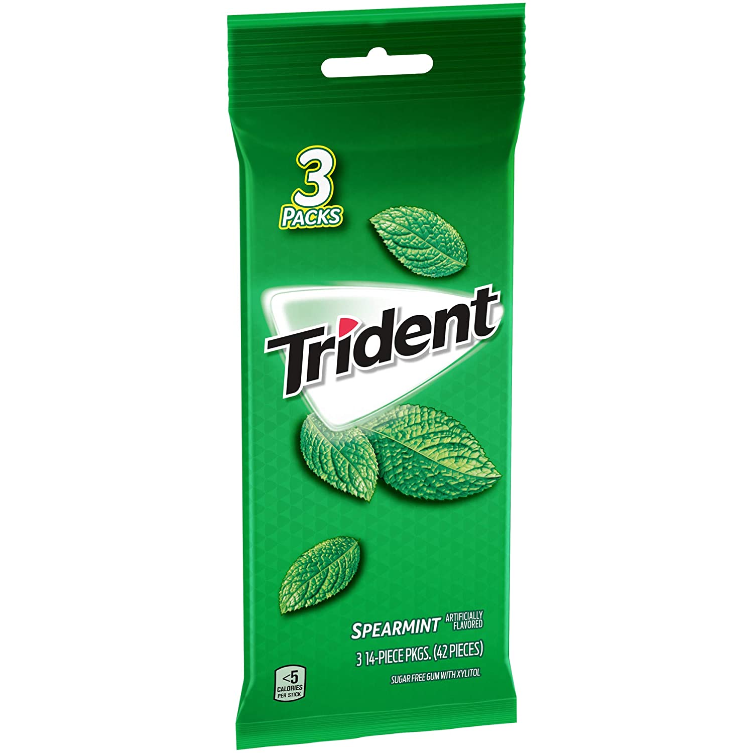Kẹo gum vị bạc hà trident spearmint gum 3 packs