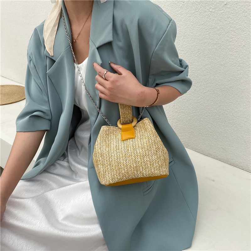 Túi cói Một Bên Vai Đan Lát Thời Trang Nữ Tính