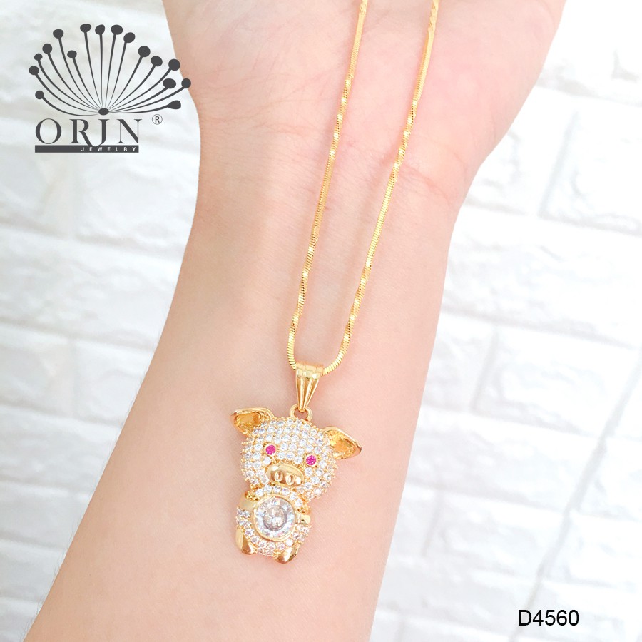 Dây chuyền nữ dạng dây mì xoắn mặt heo tài lộc may mắn bền màu đính đá thiết kế cao cấp Orin D4560