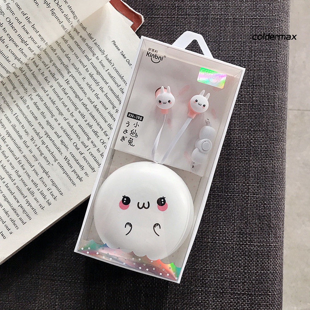 Tai Nghe Nhét Tai Có Dây Họa Tiết Hoạt Hình 3D Dễ Thương Kèm Hộp Đựng 1 Cái