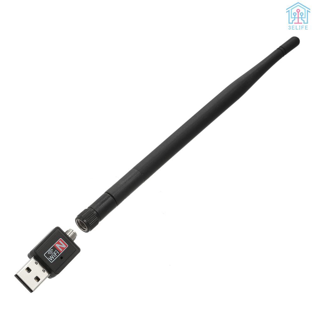 【E&amp;V】600Mbps Wireless USB WiFi Adapter Dongle 2.4GHz Network LAN Card 802.11b/g/n Standard with 2dBi Detachable Antenna for Desktop Laptop PC Compute