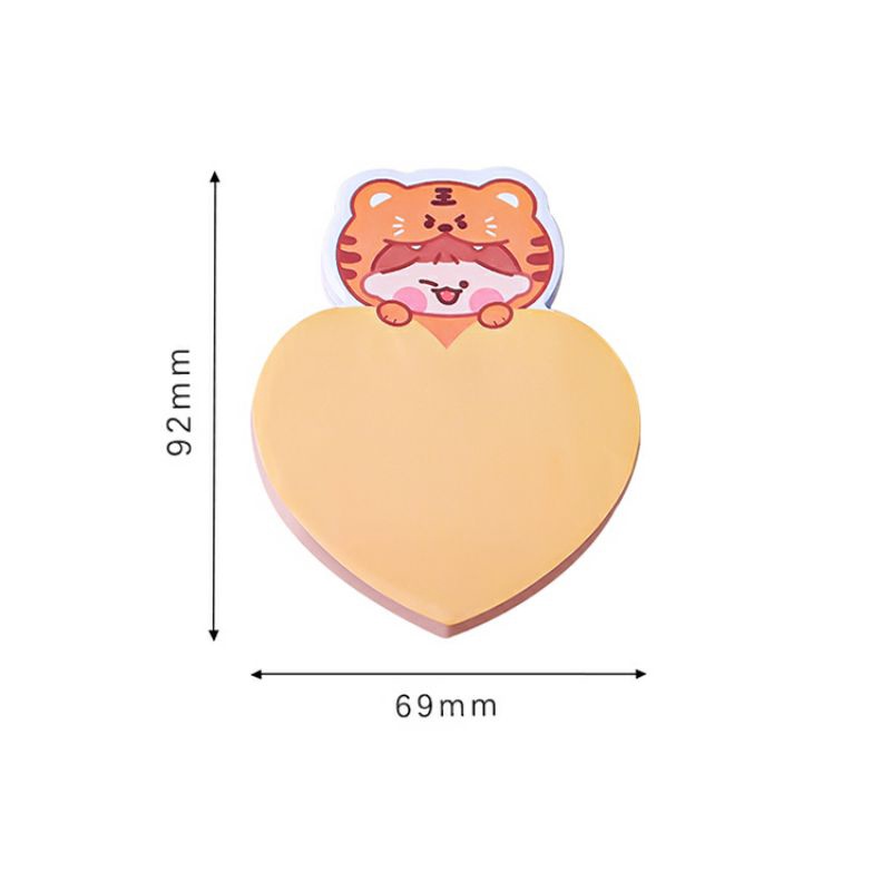 Giấy Note 30 Tờ Hình Trái Tim - Gấu, Giấy Ghi Chú Cute
