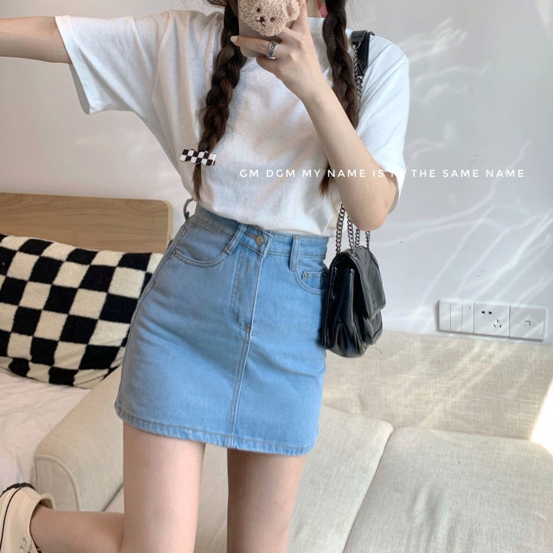 Chân váy jean COZOK lưng cao ôm dáng kiểu dáng đơn giản thời trang