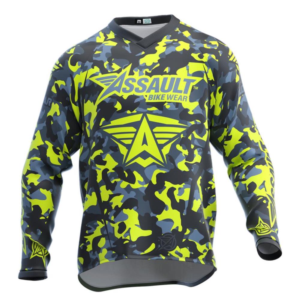 Áo đi xe đạp MTB từ vải jersey dệt kim tay dài họa tiết rằn ri thời trang dành cho nam !
