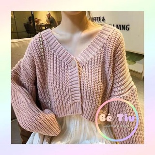 Áo Khoác Len Cargigan Cổ V Tay Dài Dáng Ngắn | Bé Tiu Clothing