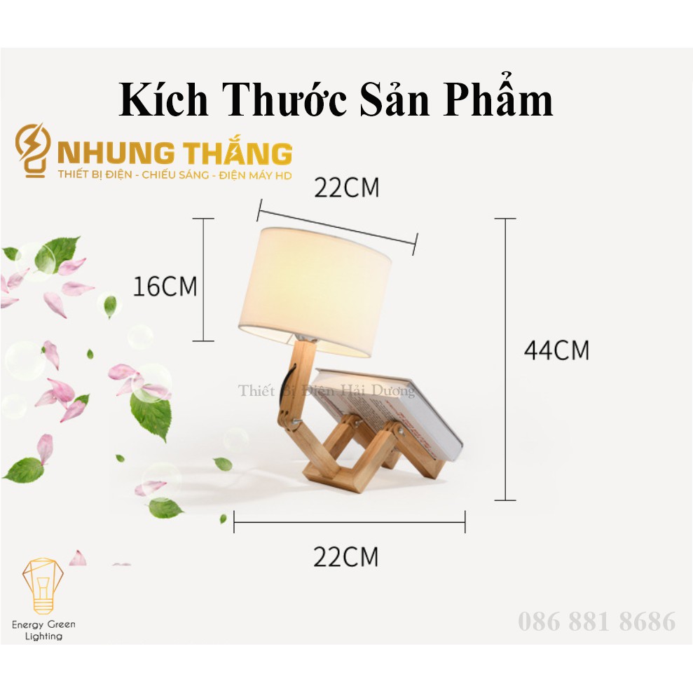 Đèn Ngủ Để Bàn 8031 - Các Khớp Nối Gỗ Điều Chỉnh - Thiết Kế Độc Đáo, Mới Lạ - Tặng Kèm Bóng Led - Bảo Hành 12 Tháng