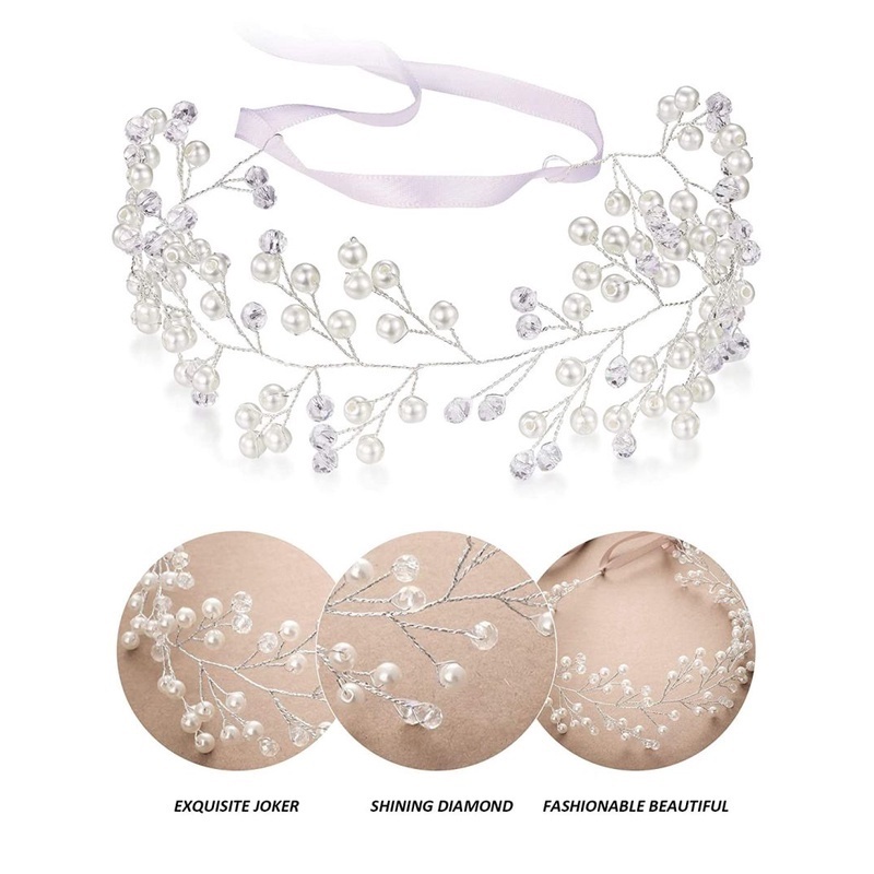 Băng Đô Đính Đá Ngọc Trai Nhân Tạo Phong Cách Cổ Điển