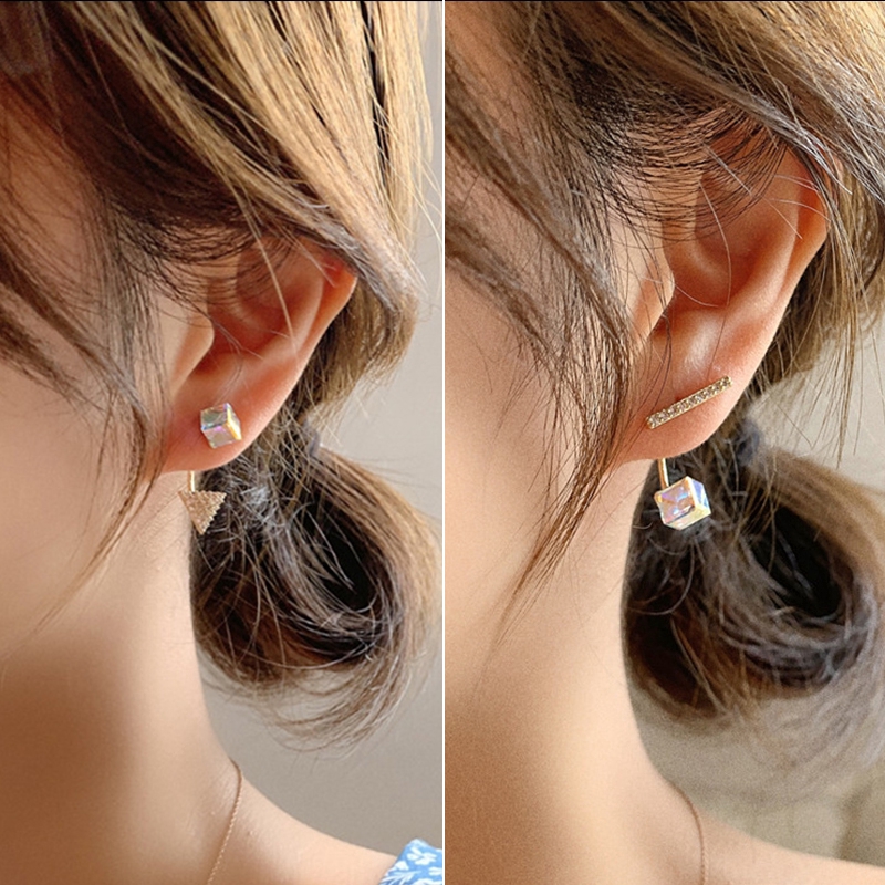 Ahellogirl Hoa Tai Dáng Dài Đính Đá Lấp Lánh Thiết Kế Thanh Lịch