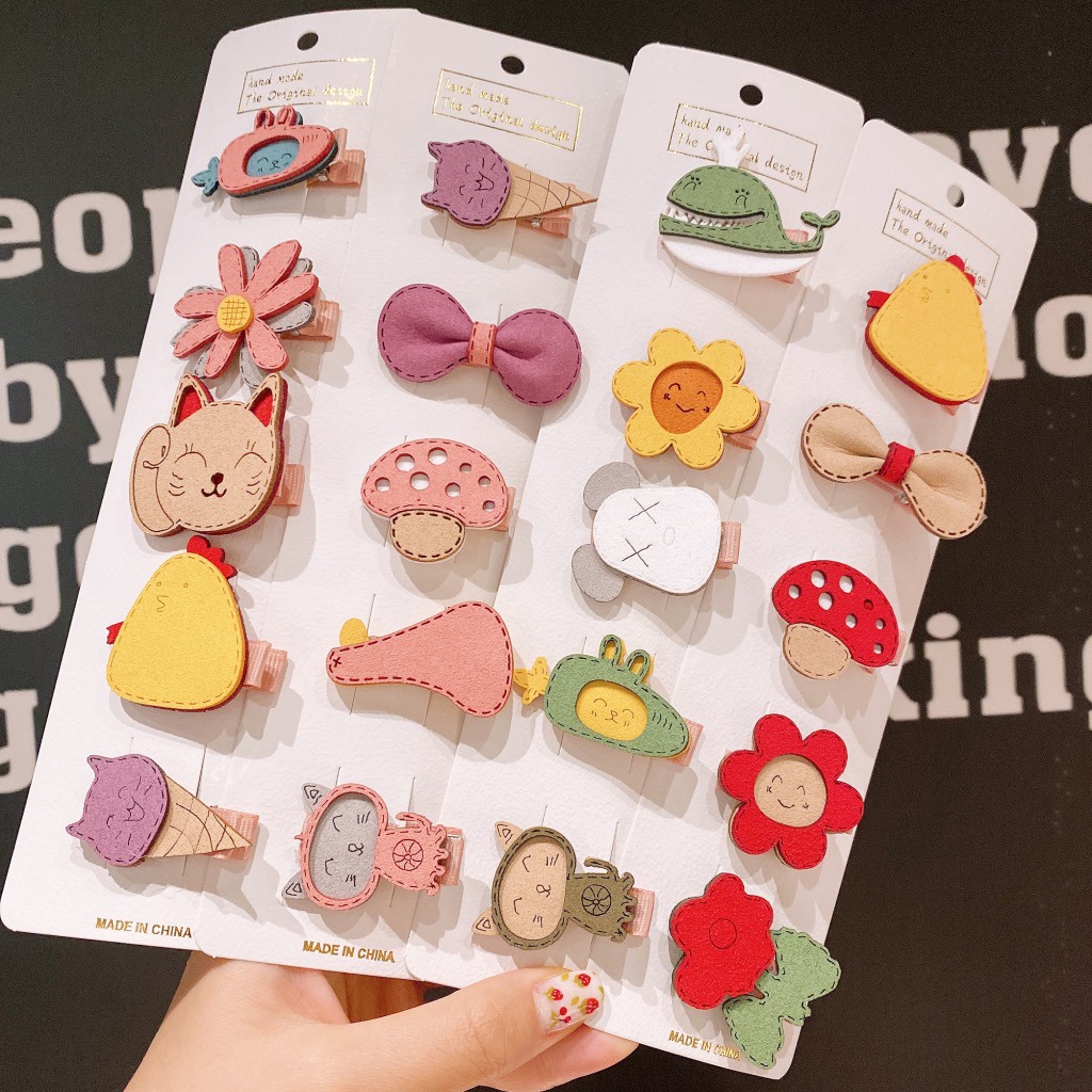 Bộ Kẹp Tóc Nhỏ Họa Tiết Trái Cây / Động Vật Phong Cách Hàn Quốc Dễ Thương Cho Bé Gái