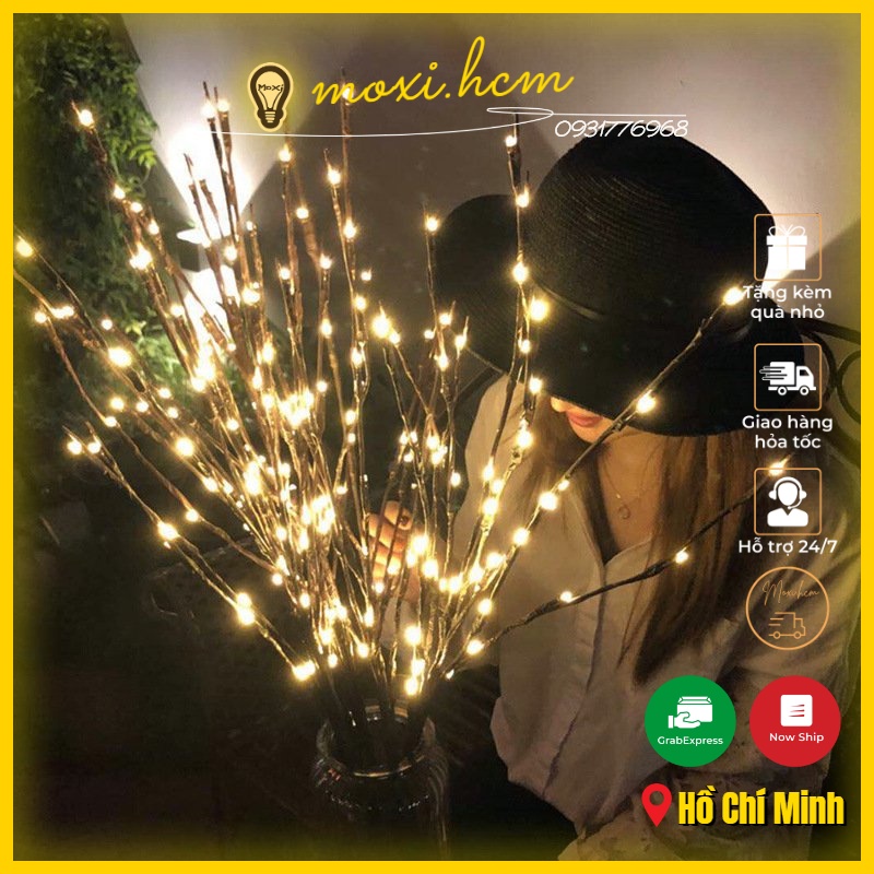Chùm cành cây giả gắn đèn led độc đáo dùng trang trí Lễ Tết, làm đèn decor .