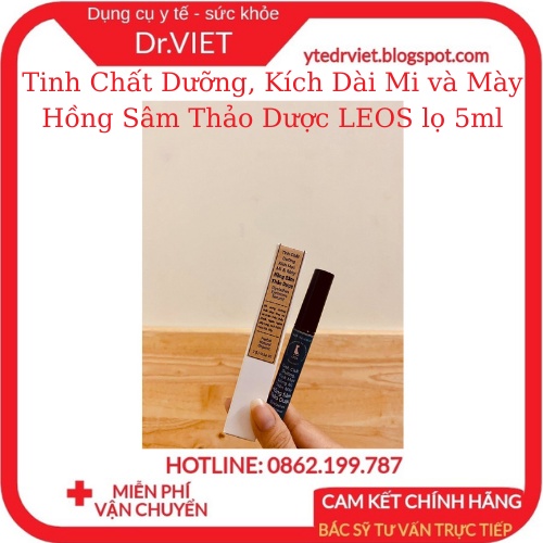 Tinh Chất Dưỡng, Kích Dài Mi và Mày Hồng Sâm Thảo Dược LEOS -Kích mi dày và dài đẹp tự nhiên- Lọ 5ml - Drviet