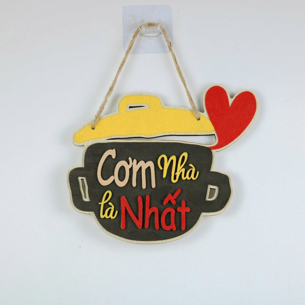 Biển bảng gỗ decor CƠM NHÀ LÀ NHẤT - bảng gỗ trang trí gia đình - trang trí phòng ngủ ( tặng kèm móc treo)