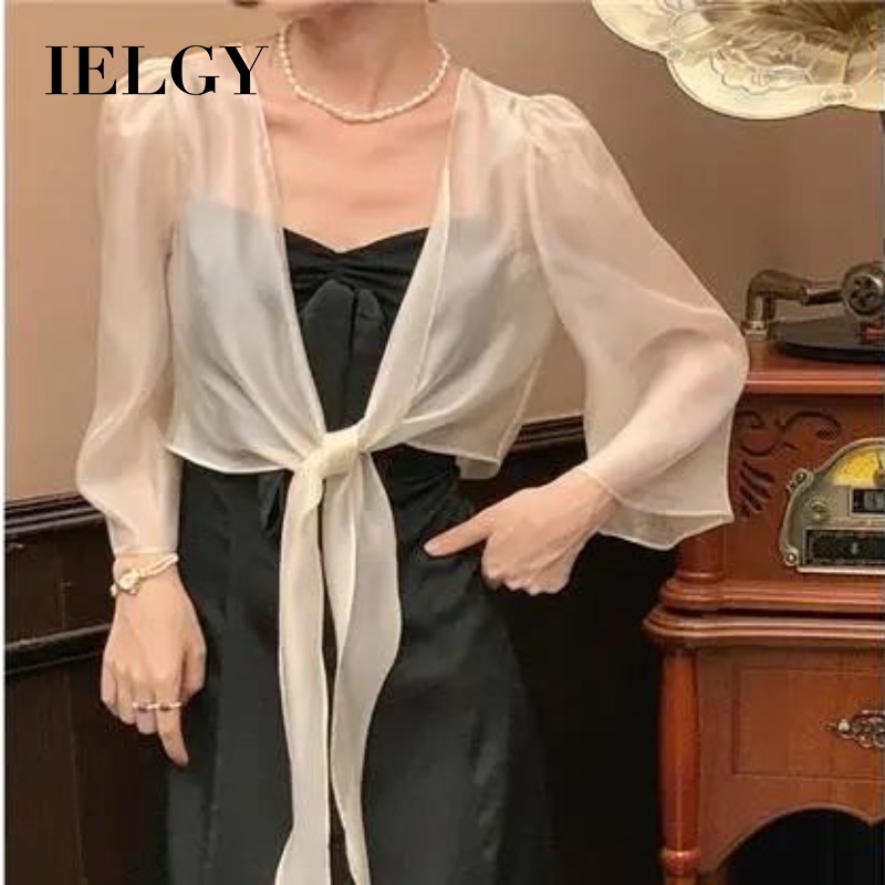 Áo crop top IELGY vải voan mỏng chống nắng thời trang mùa hè hàng mới cho nữ