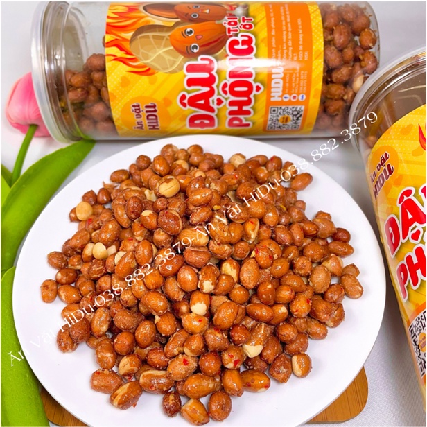 Đậu phộng rang tỏi ớt loại ngon giòn tan 500gr Ăn vặt HiDu