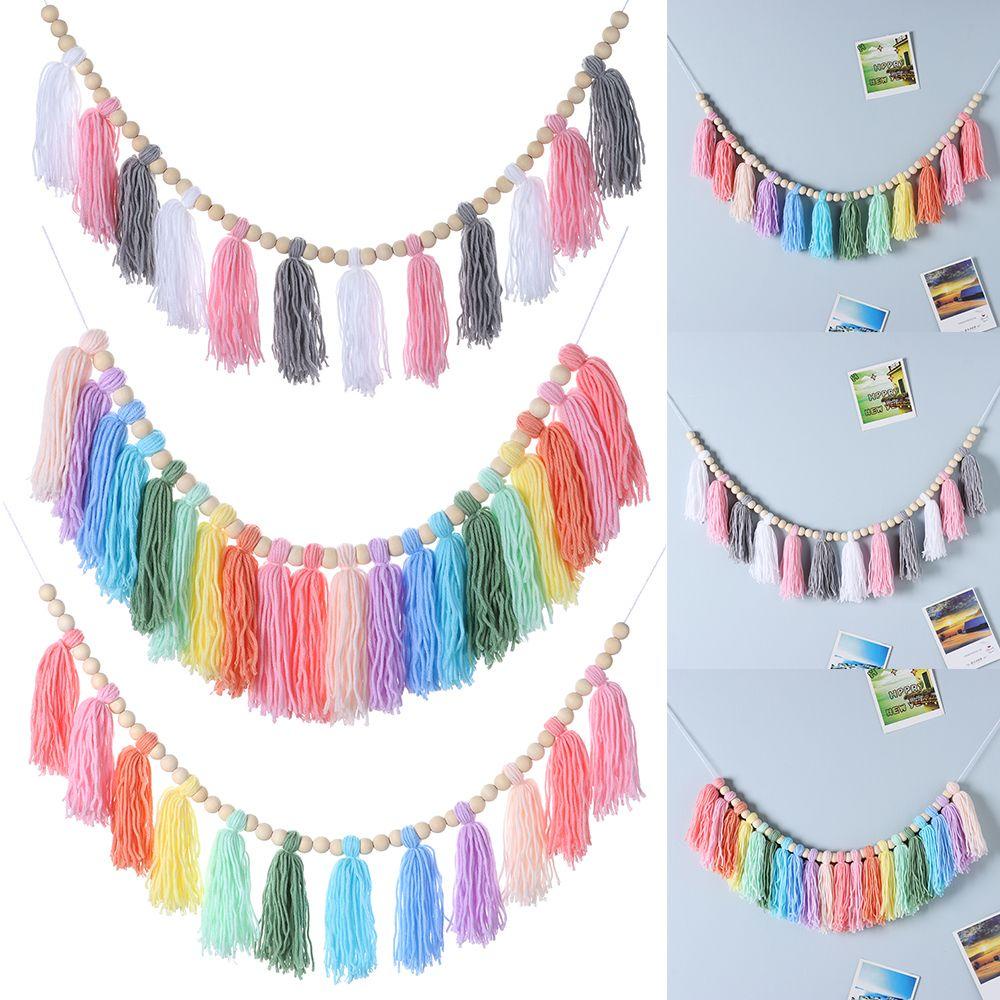 Chuỗi Hạt Gỗ Tua Rua Treo Tường Trang Trí Phòng Khách