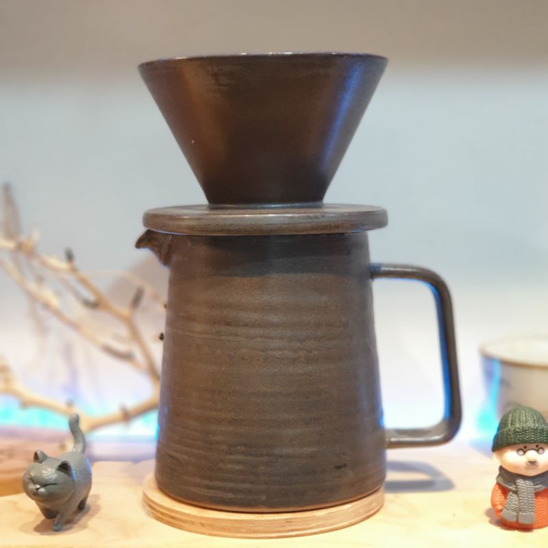 Bộ phễu pha cà phê Pour over V60 men giả cổ phong cách gốm Nhật