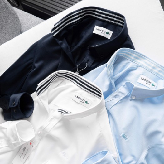 Áo sơ mi tay dài Cổ Khuy LACOSTE LOGO THÊU VẢI COTTON LỤA 6 MÀU siêu sang hàng xuất xịn | BigBuy360 - bigbuy360.vn