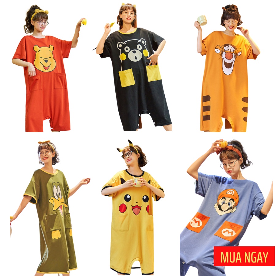 Đồ ngủ nữ đẹp, đồ mặc nhà xinh trẻ trung đáng yêu dễ thương mẫu mới nhất năm 2022- Form có tay cute hoạt hình hot tiktok | BigBuy360 - bigbuy360.vn
