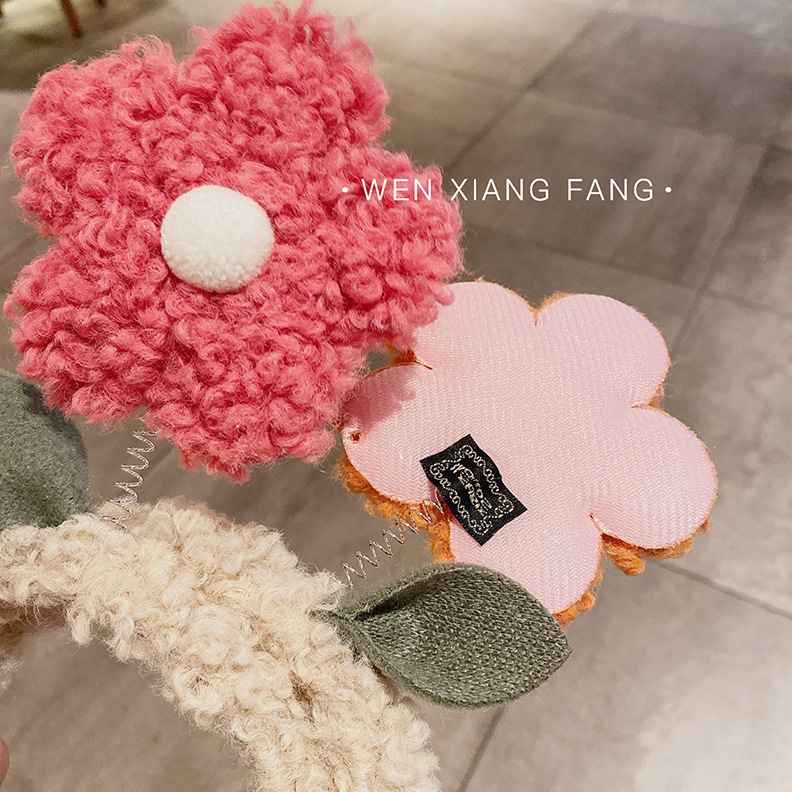 Băng Đô Rửa Mặt Bằng Lông Cừu Đính Hoa Dễ Thương Sáng Tạo Cho Nữ