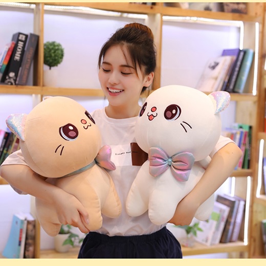 Mèo bông cao cấp Thú nhồi bông dễ thương cho bé (Tặng kèm móc khóa hoạt hình)