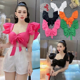 Áo kiểu croptop cột nơ ngực 2 dây cánh tiên