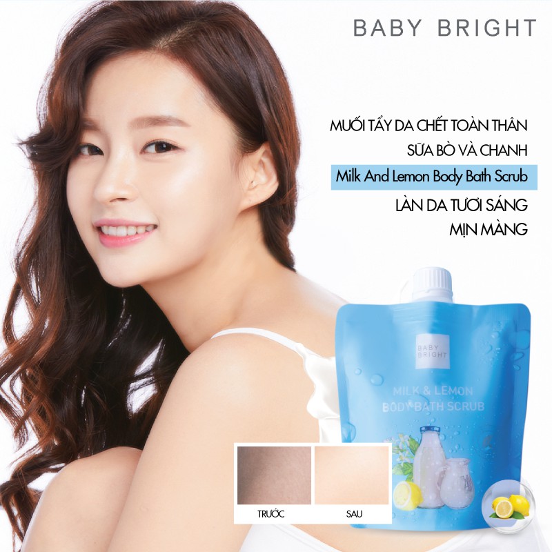 Muối Tẩy Da Chết Toàn Thân Sữa Bò Và Chanh Baby Bright Milk And Lemon Body Bath Scrub 250g