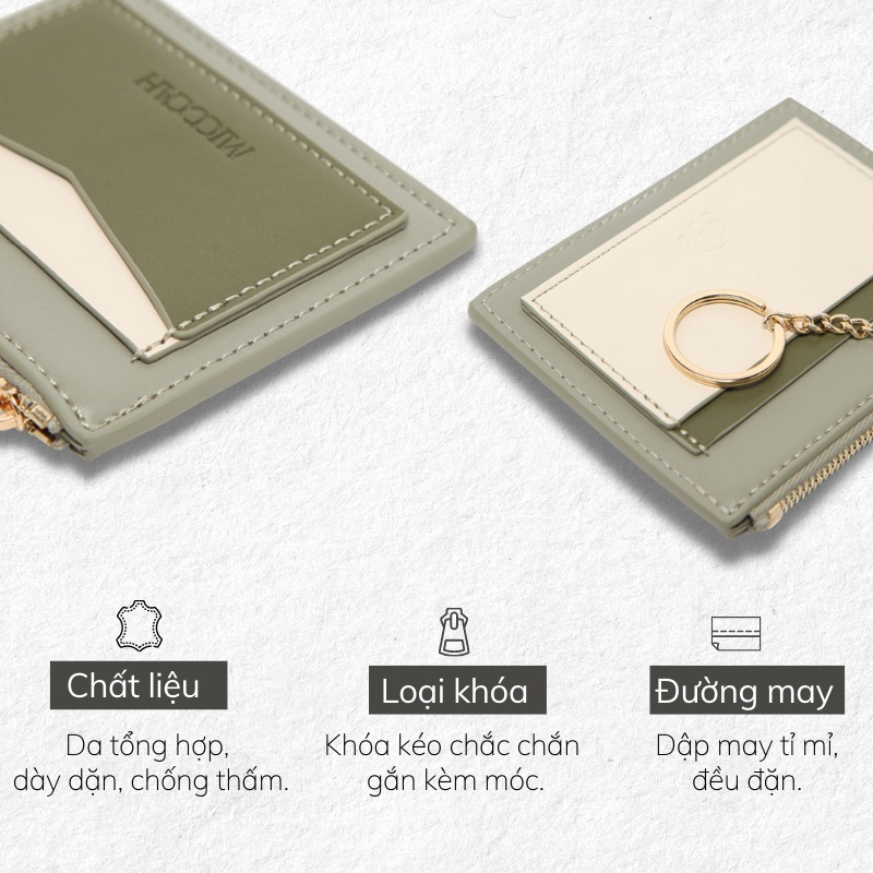 Ví da MICOCAH pu mỏng màu pastel thời trang Hàn Quốc đựng thẻ nữ atm card mini Tina Shop EL002