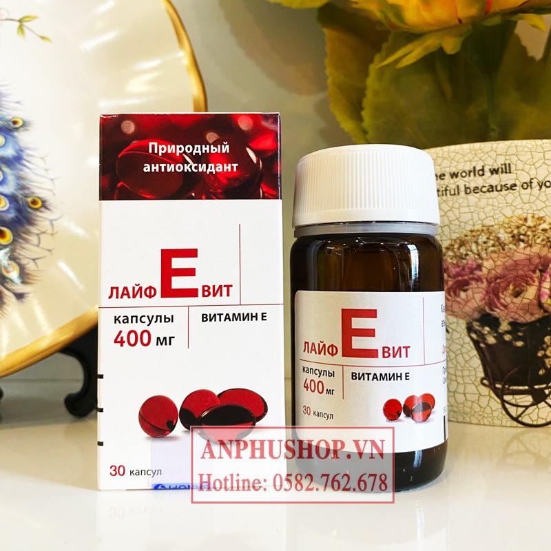 Vitamin E đỏ Nga LIFEVIT 400mg lọ thủy tinh - Sản phẩm chính hãng