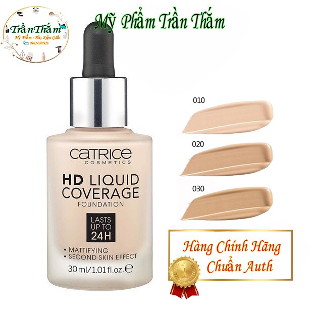 Kem nền Catrice HD 24h Liquid 🍓FREESHIP🍓 Coverage Foundation che phủ tốt, kiềm dầu 30ml