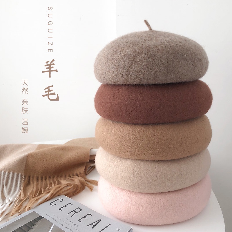 Mũ Nồi dạ cao cấp NOVSET Mũ beret dạ có dây chỉnh size mũ