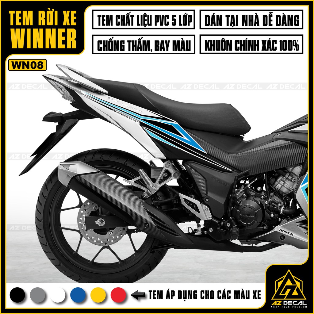 Tem Xe Winner V1/150 Mẫu Mới Nhất | WN08 | Chất Liệu Decal PVC, Chống Thấm Nước, Chống Bay Màu