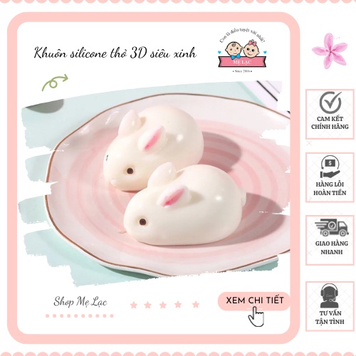 Khuôn silicone thỏ 3D làm bánh, thạch, đậu hũ cho bé ăn dặm