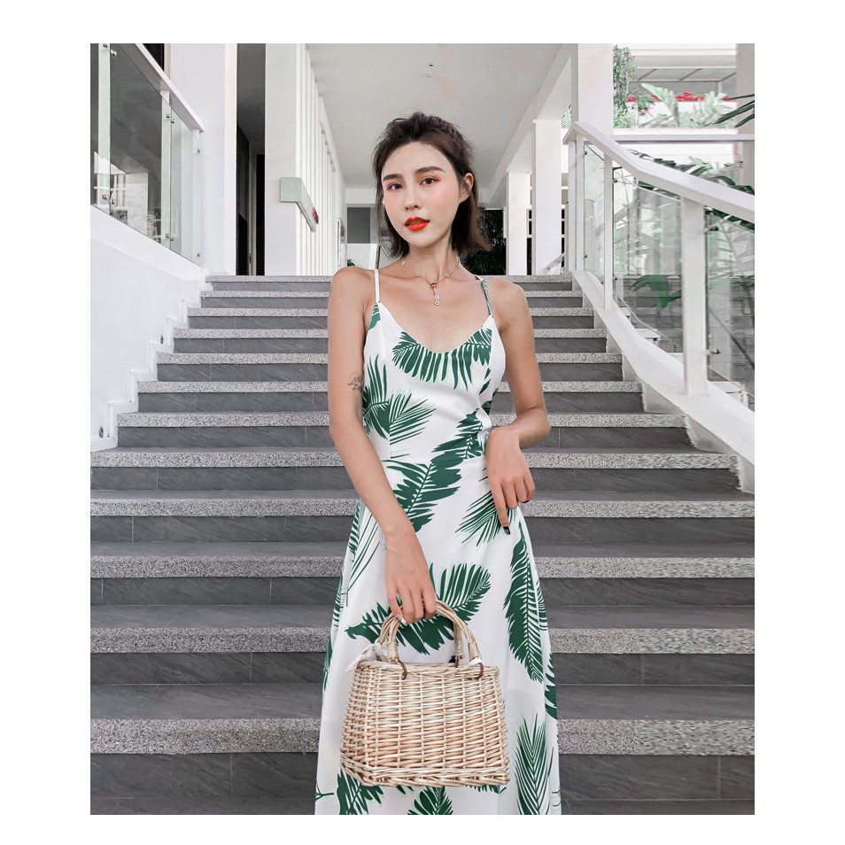 Đầm nữ không tay vai dây họa tiết hoa quyến rũ | BigBuy360 - bigbuy360.vn